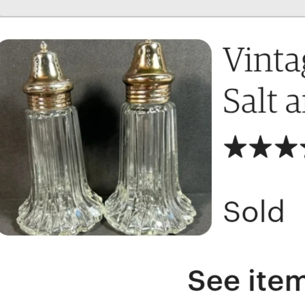 Vintage Crystal Dusting S&P Style Shakers with Silver Tops